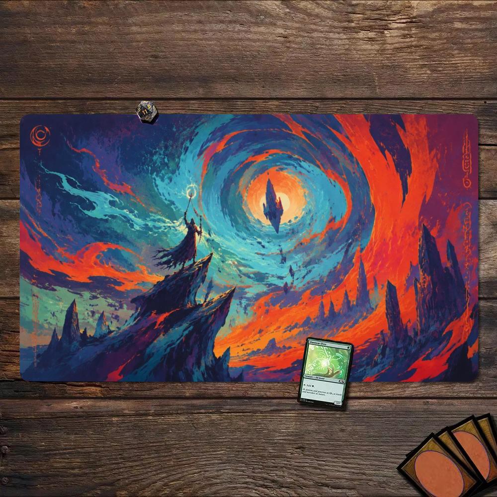 Play Mat Neoprene - ファンタジー・コズミック・ボルテックス・メイジ・フロッグ・ソーサラー・シャドウ・ビースト TCGプレイマット 35X60CM MTGデュエルマット 滑り止め 耐久性のあるステッチエッジ