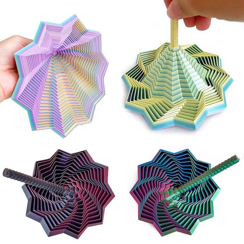 Board Game Design - 3D プリント拡張感覚フィジェットスターモデル視覚的イリュージョン六角形渦巻きスパイラル装飾品ストレス解消ボードゲーム
