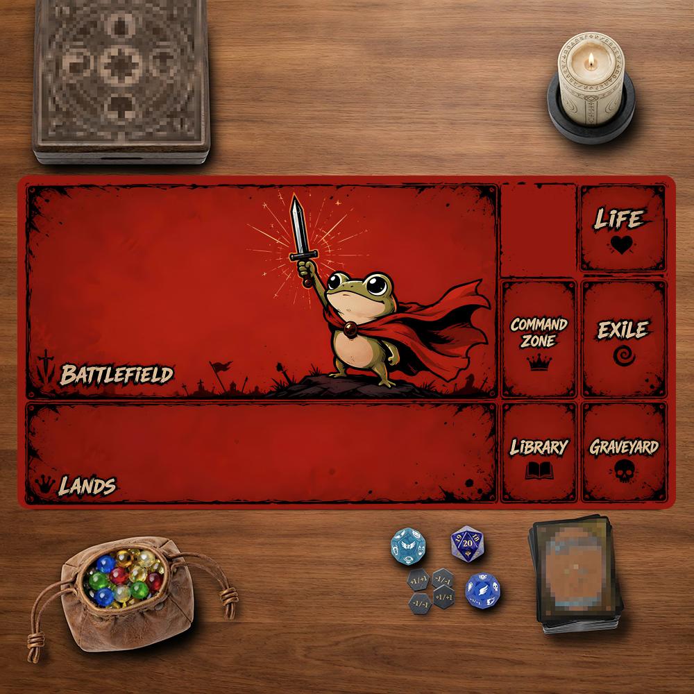 Play Mat Neoprene - レッドケープソードフロッグ MTG&TCG テーブルトップゲームマット マジックパーティープレイマット 耐久性のあるゴム製ゲーム用マット 35X60cm