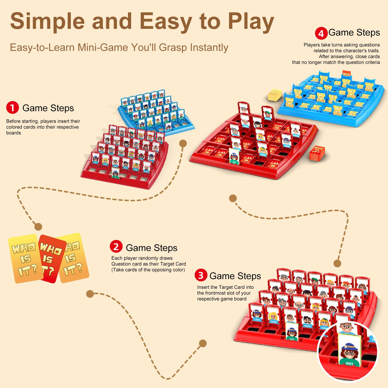 Board Game Guess Who - ミニサイズ「私が誰だ？」ボードゲーム親子交流玩具論理的思考力育成 ​ 子供向けパズル「当ててみよう」キャラクターチェス盤