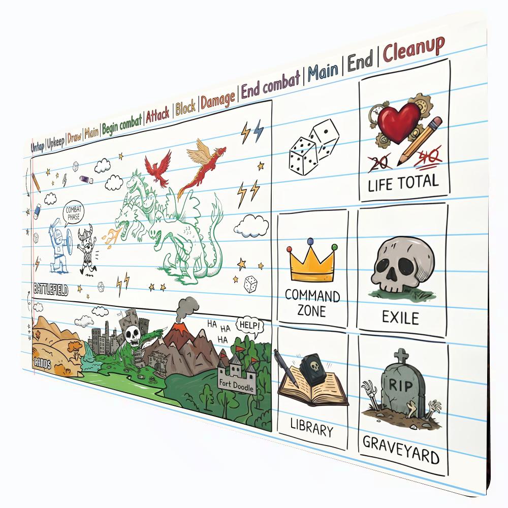 Play Mat Neoprene - ノートブックに落書きしたり、面白いマジックパーティーゲームマット、耐久性のあるゴム製TCGゲーム用マット、35X60cmマウスパッド、オフィスデスクマット、フレンドリーなデザイン