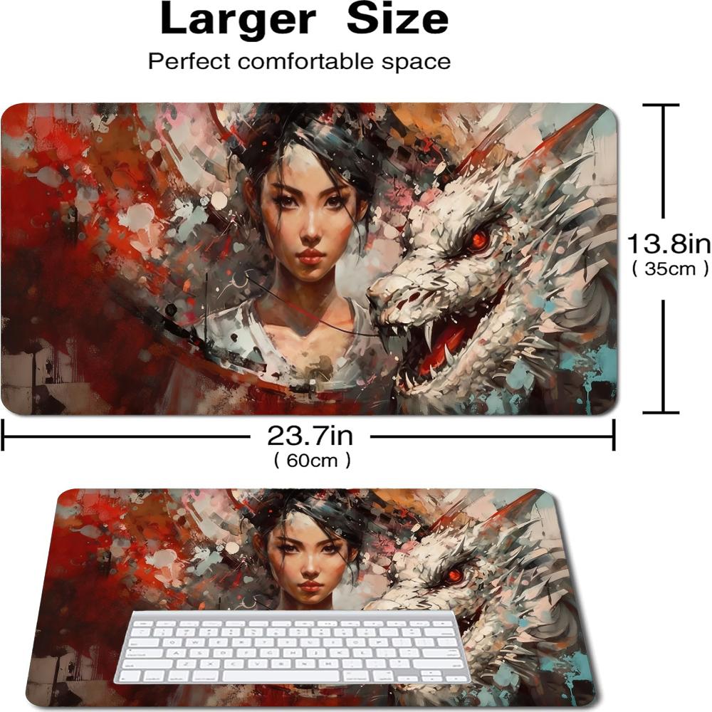 抽象油絵風東洋の女性と白龍のアートプレイマット ネオプレン製 - Play Mat Neoprene のレビューと価格
