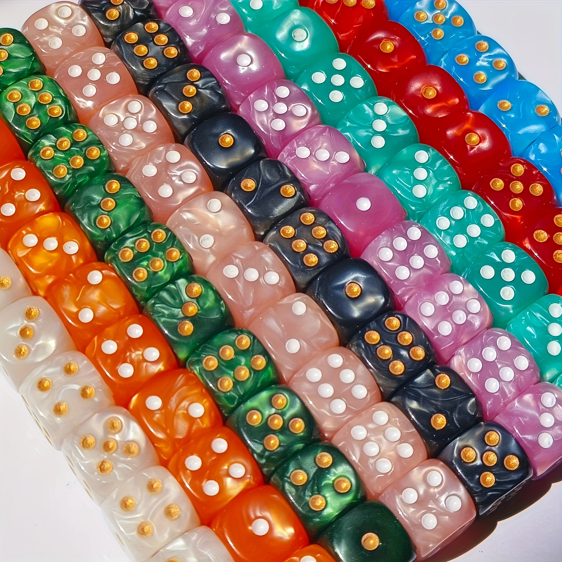 10個入り 12mm パールスワール D6 ダイス、角丸6面 - Board Game Live のレビューと価格