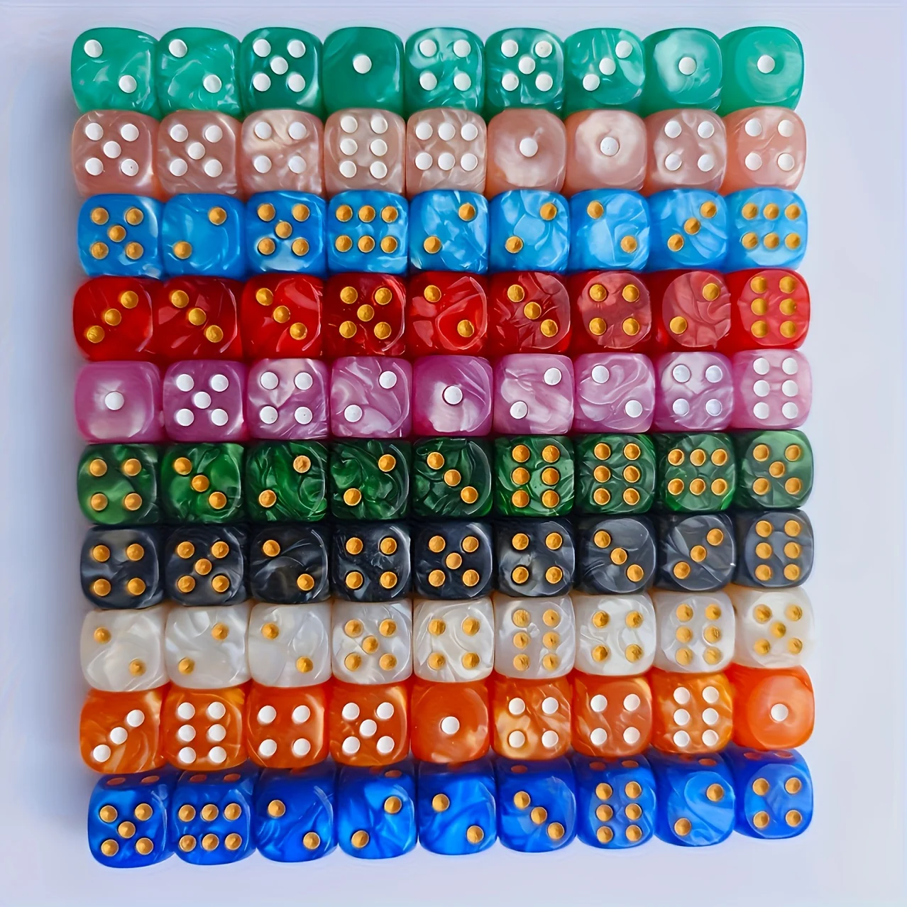 10個入り 12mm パールスワール D6 ダイス、角丸6面 - Board Game Live のレビューと価格