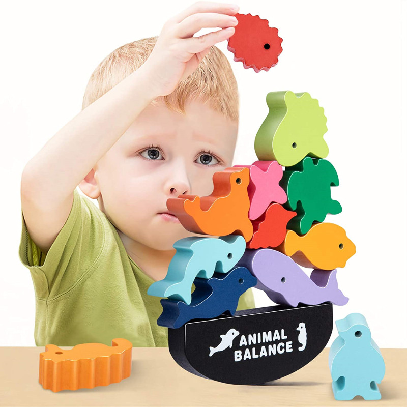 子供のための木製モンテッソーリ教育バランスブロック,恐竜のお - Board Game Nature のレビューと価格