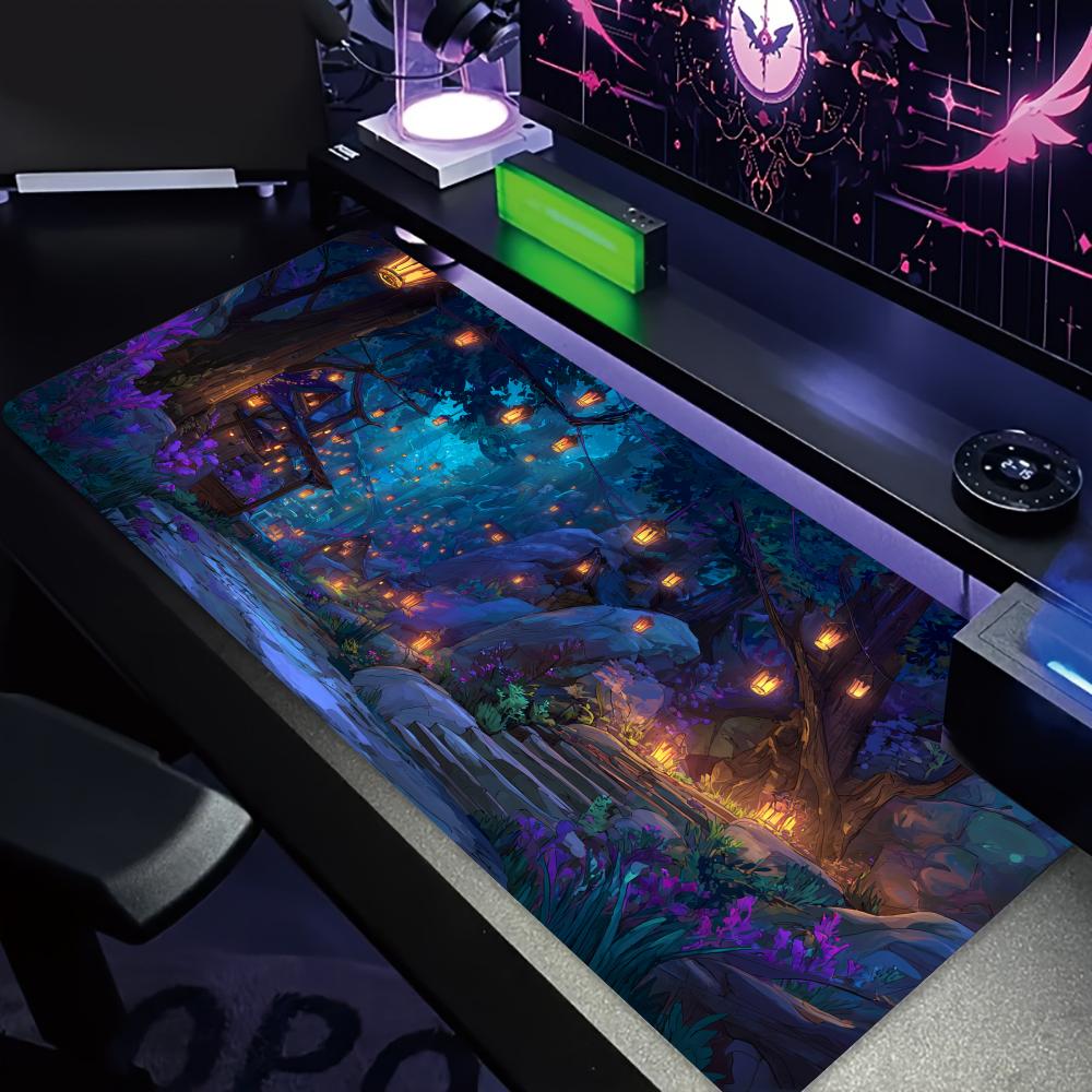 神秘的な紫色の森大型マウスパッドデスクマットゲームマット滑り - Play Mat Neoprene のレビューと価格